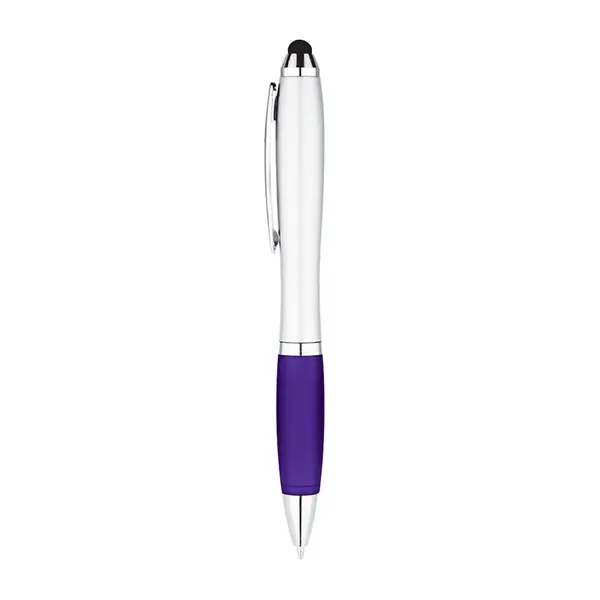 5 1/2" x 2/5" curvaceous twist action ballpoint pen with stylus... from ASI 88060 Snugz/USA Inc / Sweda®