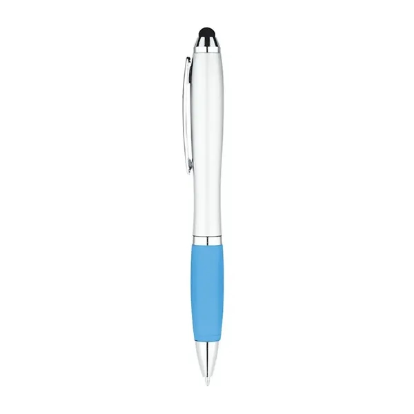5 1/2" x 2/5" curvaceous twist action ballpoint pen with stylus... from ASI 88060 Snugz/USA Inc / Sweda®