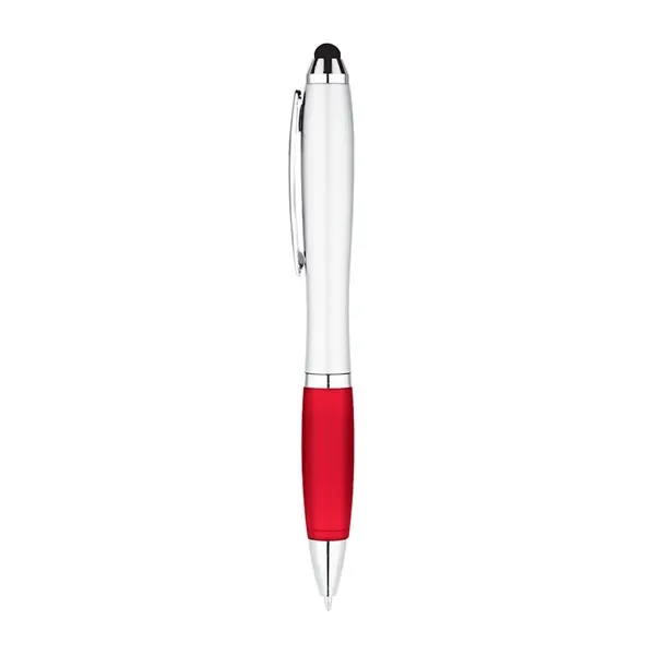 5 1/2" x 2/5" curvaceous twist action ballpoint pen with stylus... from ASI 88060 Snugz/USA Inc / Sweda®