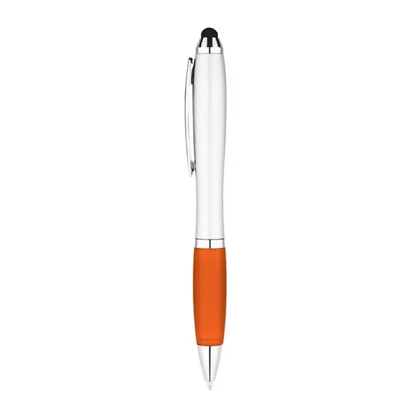 5 1/2" x 2/5" curvaceous twist action ballpoint pen with stylus... from ASI 88060 Snugz/USA Inc / Sweda®