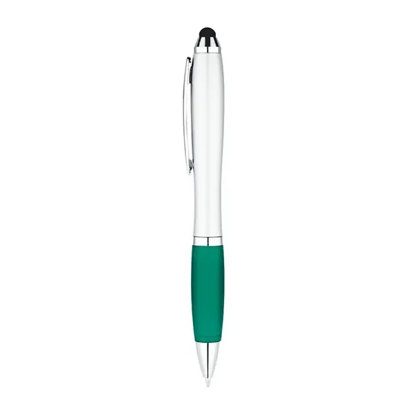 5 1/2" x 2/5" curvaceous twist action ballpoint pen with stylus... from ASI 88060 Snugz/USA Inc / Sweda®