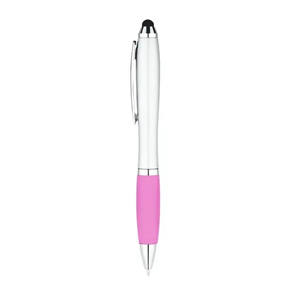 5 1/2" x 2/5" curvaceous twist action ballpoint pen with stylus... from ASI 88060 Snugz/USA Inc / Sweda®