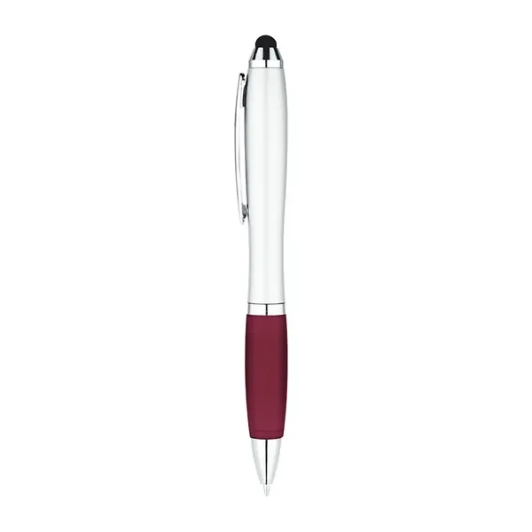 5 1/2" x 2/5" curvaceous twist action ballpoint pen with stylus... from ASI 88060 Snugz/USA Inc / Sweda®
