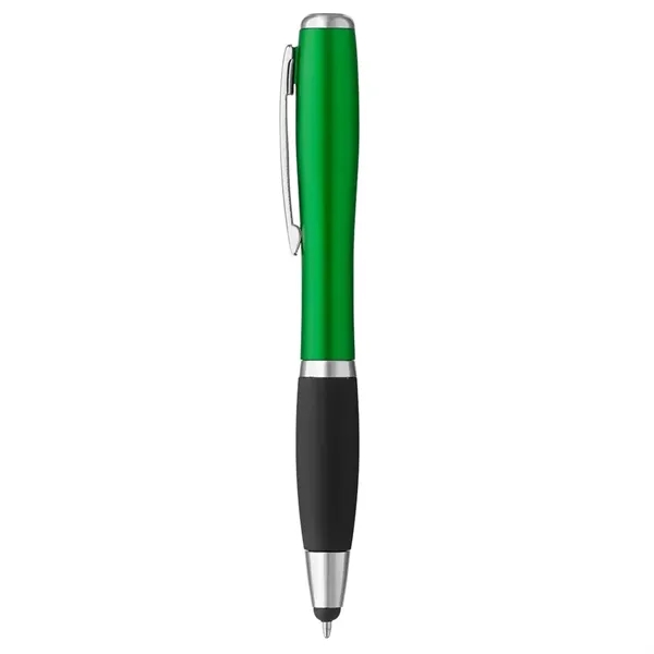 Curvaceous stylus ballpoint pen with jewel tone barrel, rubber grip, and... from ASI 88060 Snugz/USA Inc / Sweda®