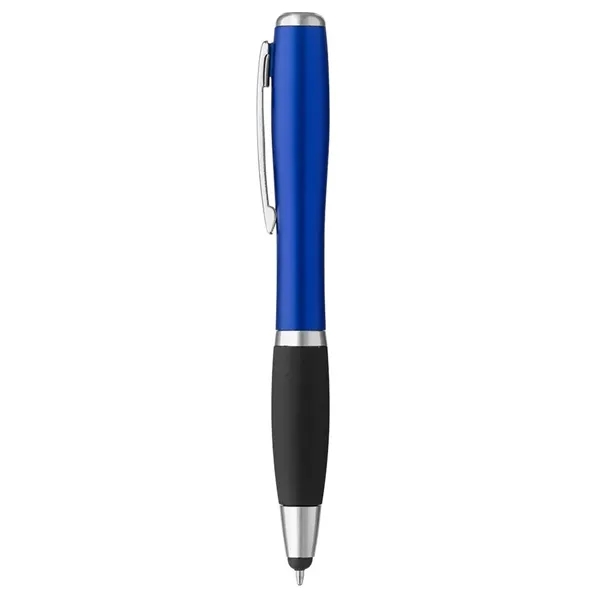 Curvaceous stylus ballpoint pen with jewel tone barrel, rubber grip, and... from ASI 88060 Snugz/USA Inc / Sweda®