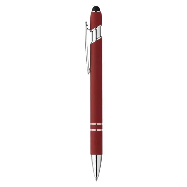 Plunger-action pen with a slim aluminum barrel featuring a soft-touch coating... from ASI 88060 Snugz/USA Inc / Sweda®