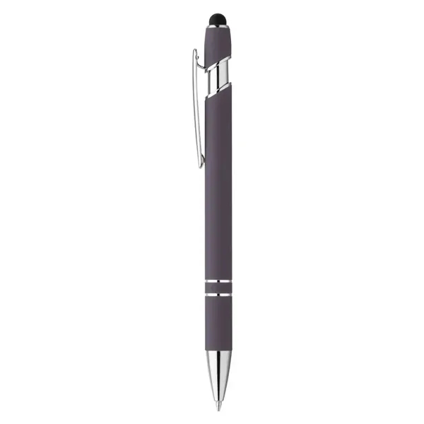 Plunger-action pen with a slim aluminum barrel featuring a soft-touch coating... from ASI 88060 Snugz/USA Inc / Sweda®