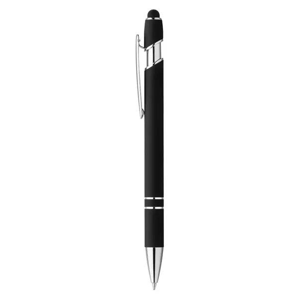 Plunger-action pen with a slim aluminum barrel featuring a soft-touch coating... from ASI 88060 Snugz/USA Inc / Sweda®