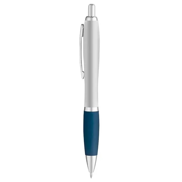 Curvaceous matte silver barrel gel pen with smooth flow gel ink.... from ASI 88060 Snugz/USA Inc / Sweda®