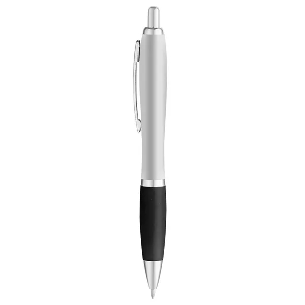 Curvaceous matte silver barrel gel pen with smooth flow gel ink.... from ASI 88060 Snugz/USA Inc / Sweda®
