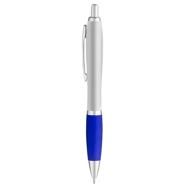 Curvaceous matte silver barrel gel pen with smooth flow gel ink.... from ASI 88060 Snugz/USA Inc / Sweda®