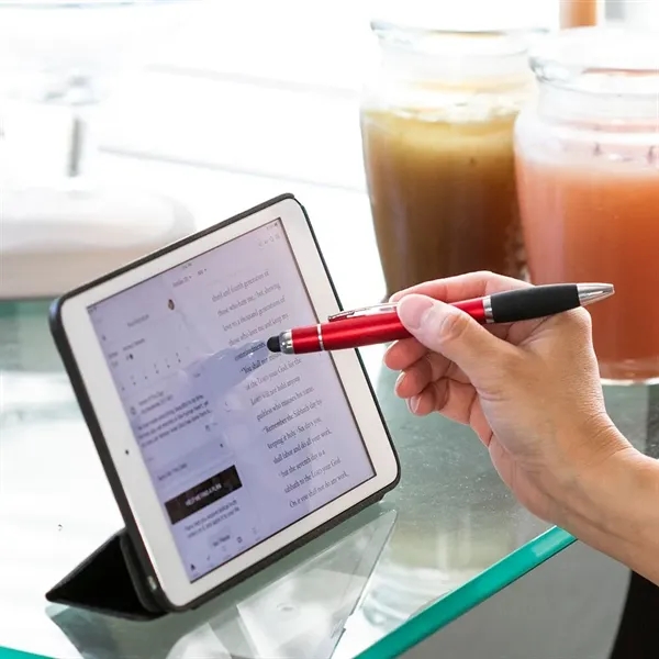 Curvaceous stylus cap twist-action pen available in several metallic colors with... from ASI 88060 Snugz/USA Inc / Sweda®