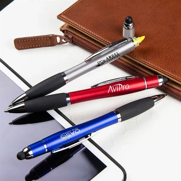 Curvaceous stylus cap twist-action pen available in several metallic colors with... from ASI 88060 Snugz/USA Inc / Sweda®
