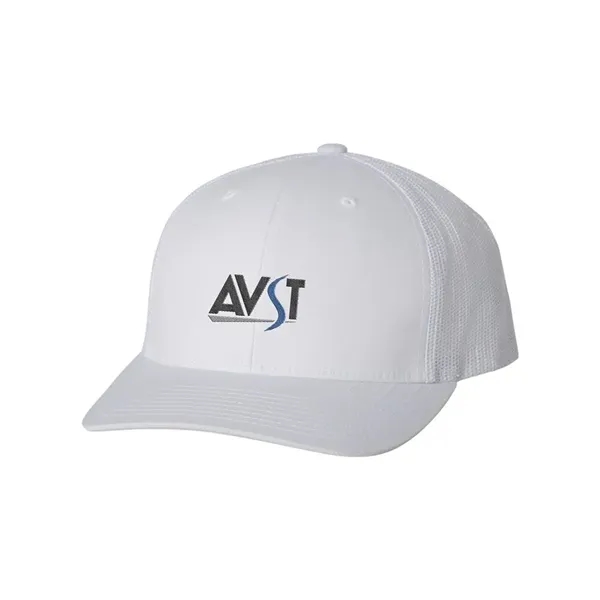 Structured, mid-profile, six-panel trucker cap with pre-curved visor and adjustable plastic... from ASI 88060 Snugz/USA Inc / Sweda®