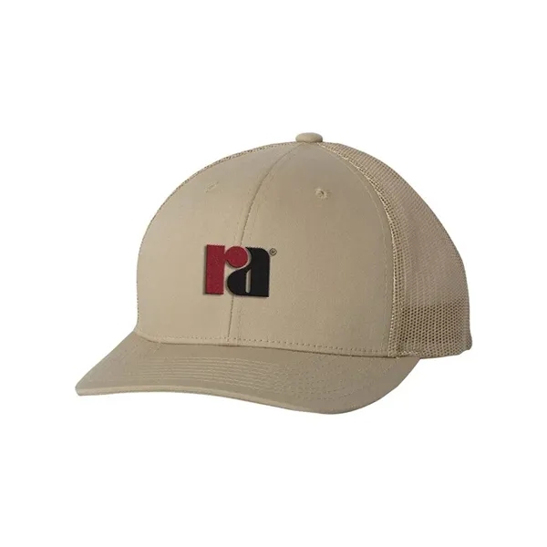 Structured, mid-profile, six-panel trucker cap with pre-curved visor and adjustable plastic... from ASI 88060 Snugz/USA Inc / Sweda®