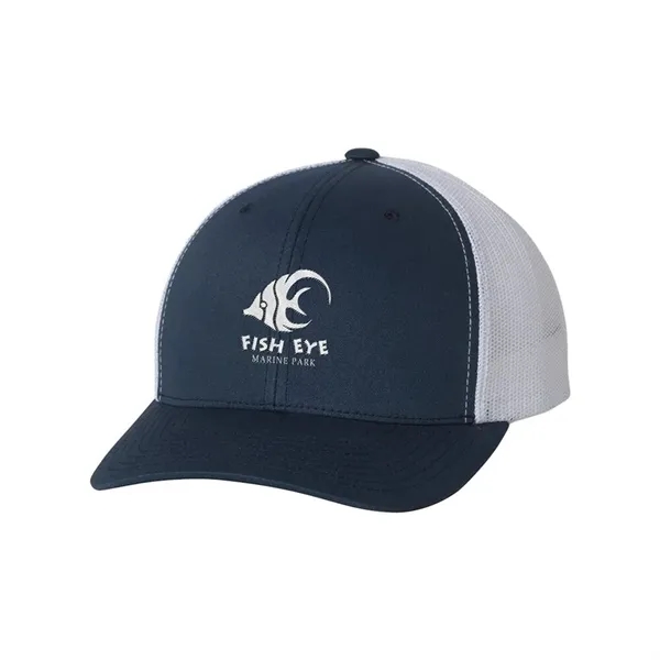 Structured, mid-profile, six-panel trucker cap with pre-curved visor and adjustable plastic... from ASI 88060 Snugz/USA Inc / Sweda®