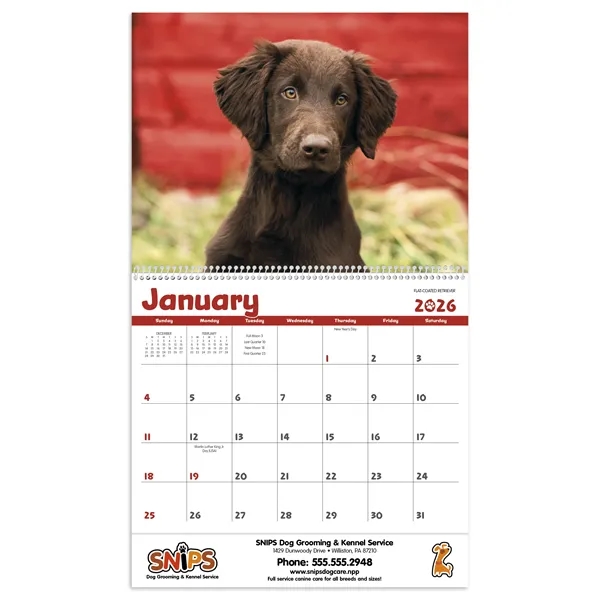 11 x 19 2024 Puppies calendar on 70# glossy paper with... from ASI 40480 Koozie Group / Norwood Triumph Calendar