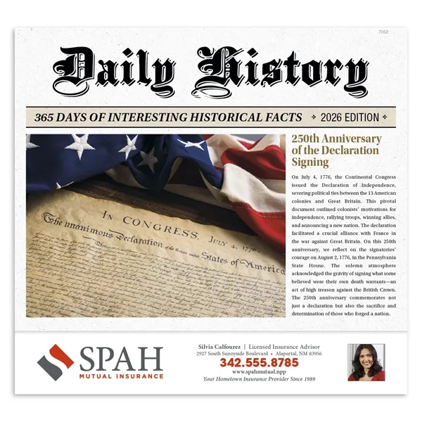 Daily History - Stapled... from ASI 40480 Koozie Group / Norwood Triumph Calendar