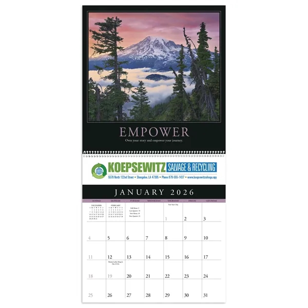 12 x 25 Motivations 2024 wall calendar on 65# glossy paper... from ASI 40480 Koozie Group / Norwood Triumph Calendar