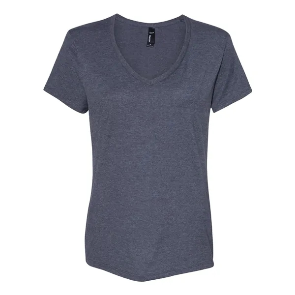Women's V-neck T-shirt made of cotton/polyester with contoured, side-seamed feminine fit.... from ASI 84358 S&S Activewear
