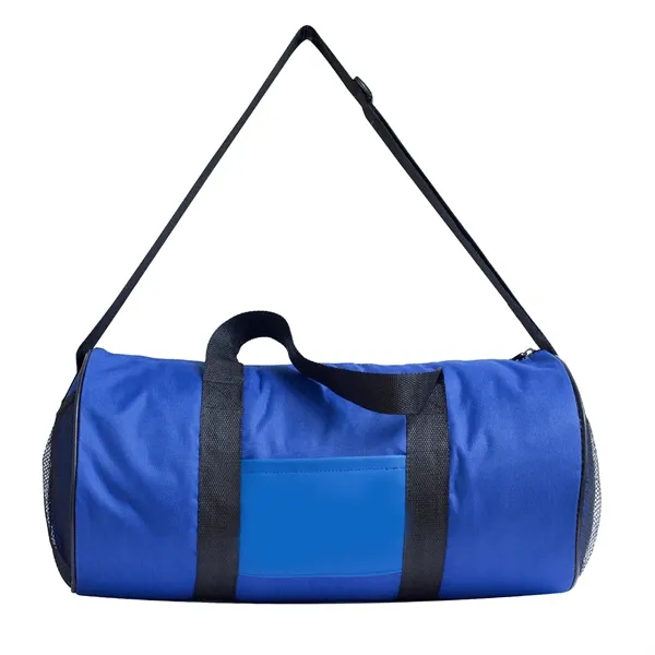 Polyester duffel bag with vinyl pocket, mesh carry handles, adjustable shoulder... from ASI 68507 The Magnet Group / Perfect Line