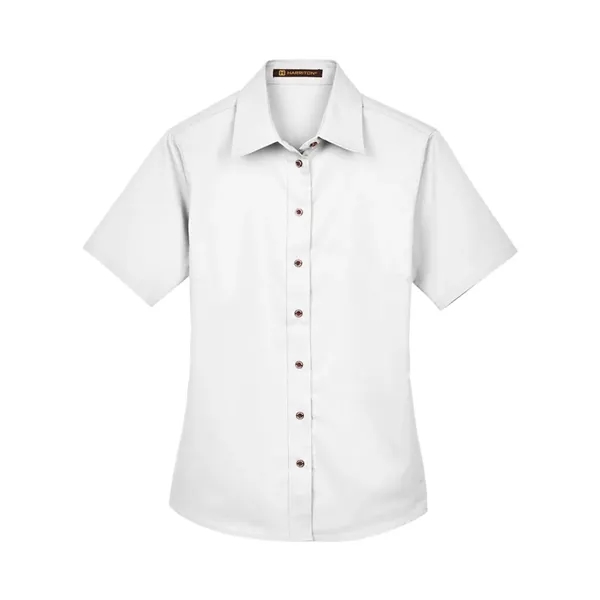 Harriton Women's Easy Blend™ Short-Sleeve Twill Shirt wit...... from ASI 84358 S&S Activewear