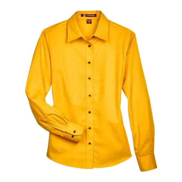Harriton Women's Easy Blend™ Long-Sleeve Twill Shirt with...... from ASI 84358 S&S Activewear