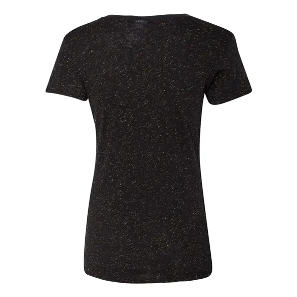 Women's T-shirt with 1x1 rib-knit mitered V-neck collar and glitter knit... from ASI 84358 S&S Activewear