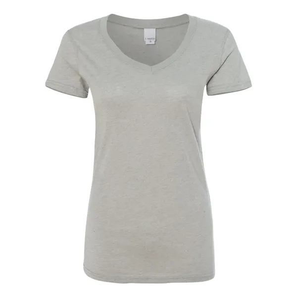 Women's T-shirt with 1x1 rib-knit mitered V-neck collar and glitter knit... from ASI 84358 S&S Activewear