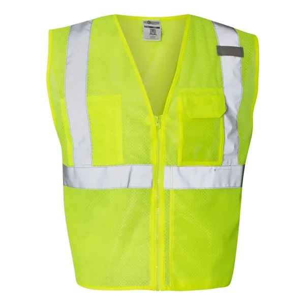 Polyester mesh vest with reflective material and multiple pockets.... from ASI 84358 S&S Activewear