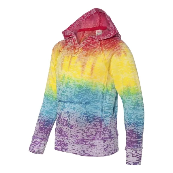 Rainbow-striped girls' V-notch sweatshirt knit gusset inserts and raglan sleeves with... from ASI 84358 S&S Activewear