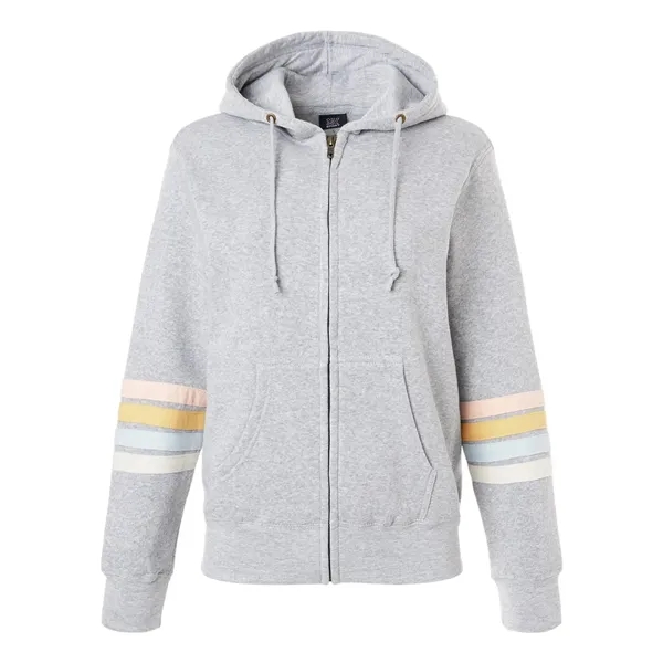MV Sport Women's Striped Sleeves Full-Zip Hooded Sweatshirt... from ASI 84358 S&S Activewear