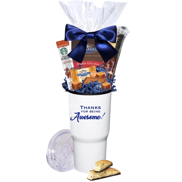 Tumbler filled Ghirardelli Cocoa,Starbucks VIA, Chocolate and Cookie... from ASI 89971 Stuff A Mug