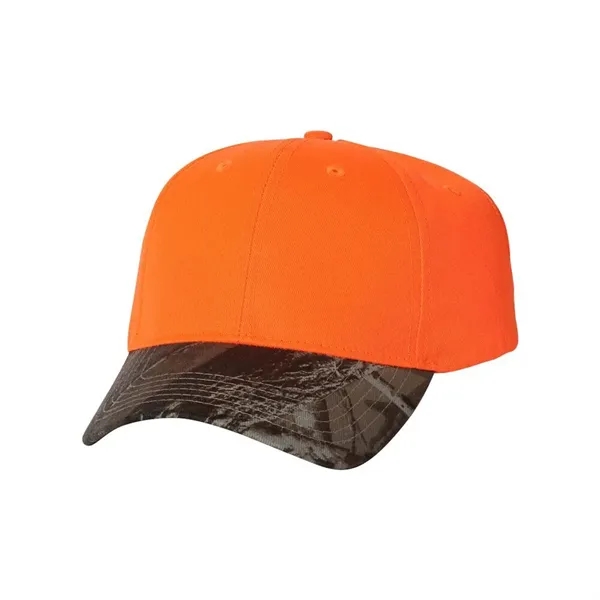 Structured, mid-profile, six-panel solid crown cap with pre-curved camouflage visor, sewn... from ASI 88060 Snugz/USA Inc / Sweda®