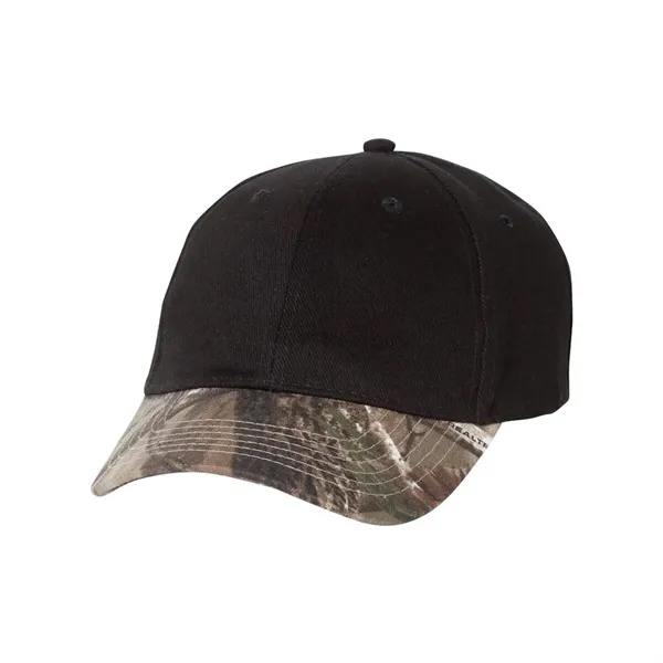 Structured, mid-profile, six-panel solid crown cap with pre-curved camouflage visor, sewn... from ASI 88060 Snugz/USA Inc / Sweda®