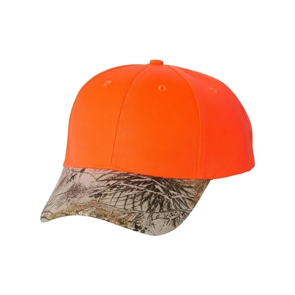 Structured, mid-profile, six-panel solid crown cap with pre-curved camouflage visor, sewn... from ASI 88060 Snugz/USA Inc / Sweda®