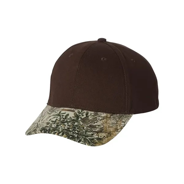 Structured, mid-profile, six-panel solid crown cap with pre-curved camouflage visor, sewn... from ASI 88060 Snugz/USA Inc / Sweda®