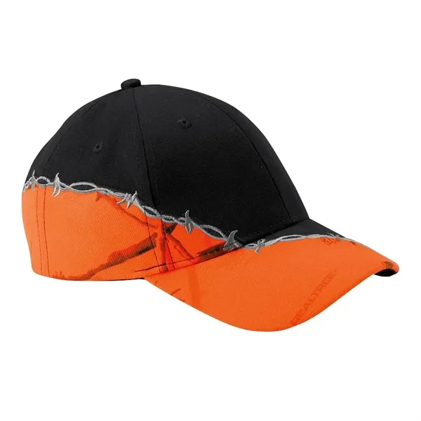 Structured, six-panel, mid-profile cotton twill cap with barbed wire embroidery, pre-curved... from ASI 88060 Snugz/USA Inc / Sweda®