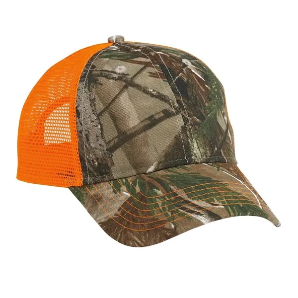 Structured, six-panel camouflage cap with brown mesh side and back panels,... from ASI 88060 Snugz/USA Inc / Sweda®