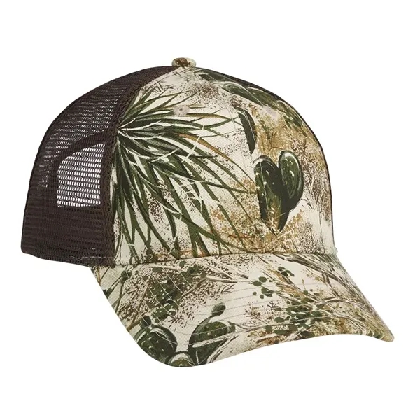 Structured, six-panel camouflage cap with brown mesh side and back panels,... from ASI 88060 Snugz/USA Inc / Sweda®