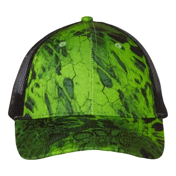 Structured, six-panel camouflage cap with brown mesh side and back panels,... from ASI 88060 Snugz/USA Inc / Sweda®
