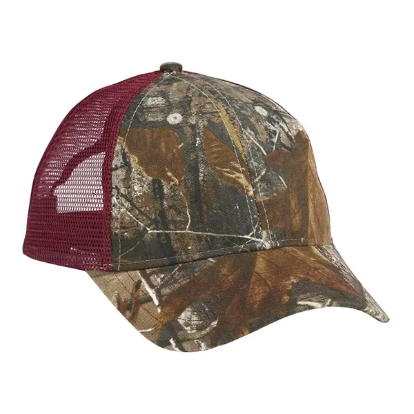 Structured, six-panel camouflage cap with brown mesh side and back panels,... from ASI 88060 Snugz/USA Inc / Sweda®