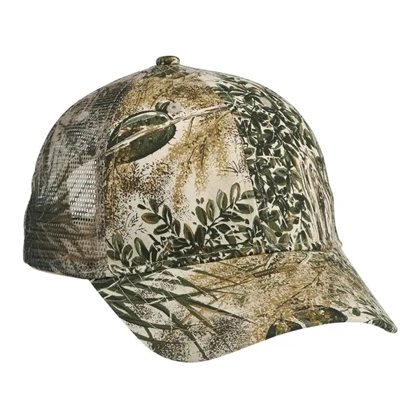 Structured, six-panel camouflage cap with brown mesh side and back panels,... from ASI 88060 Snugz/USA Inc / Sweda®