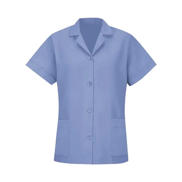 Loose fit short sleeve smock with button front and open collar.... from ASI 84358 S&S Activewear