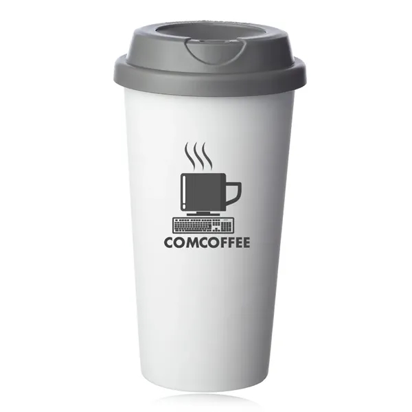 16 oz. insulated plastic coffee tumbler with matte color finish and... from ASI 39552 BEL Promo