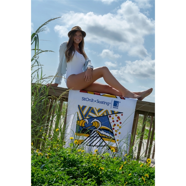 Mid-weight white beach towel made of 100% cotton terry velour that... from ASI 79750 Pro Towels