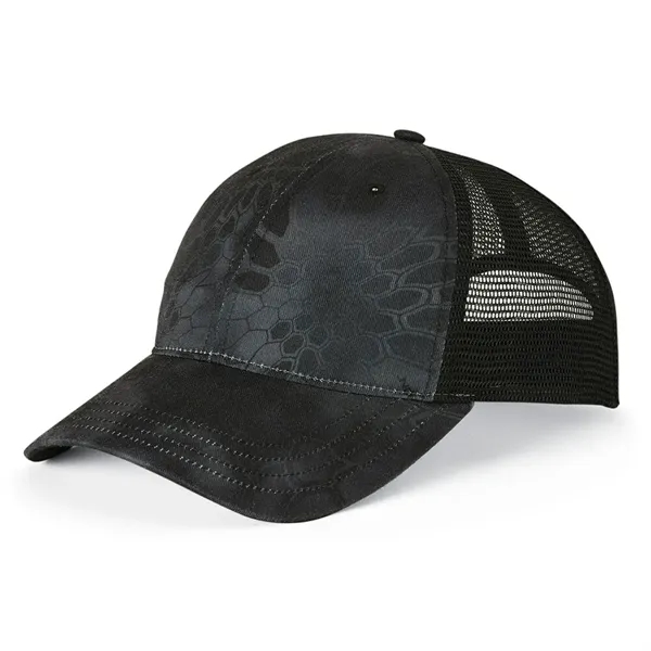 Snapback trucker cap with a pre-curved contrast stitched visor.... from ASI 88060 Snugz/USA Inc
