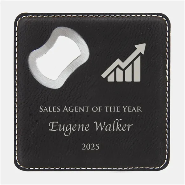 This Leatherette Coaster with Bottle Opener is an ideal gift for... from ASI 47791 Best Deal Awards