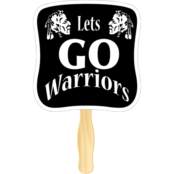 Hourglass shaped rally hand fan, attached to a wooden handle.... from ASI 89910 Stouse, LLC