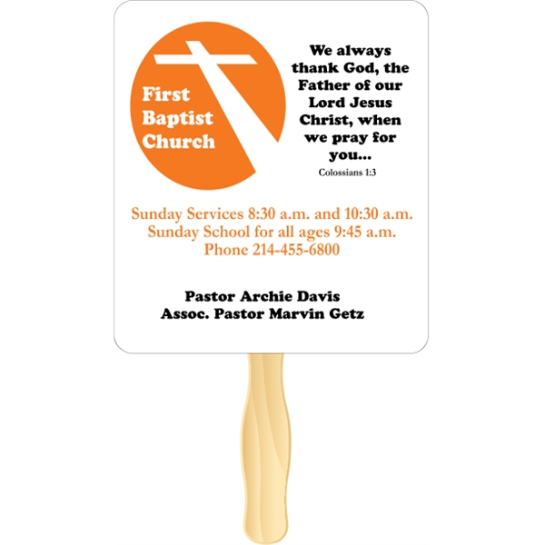 Rectangle shaped rally hand fan, attached to a wooden handle.... from ASI 89910 Stouse, LLC